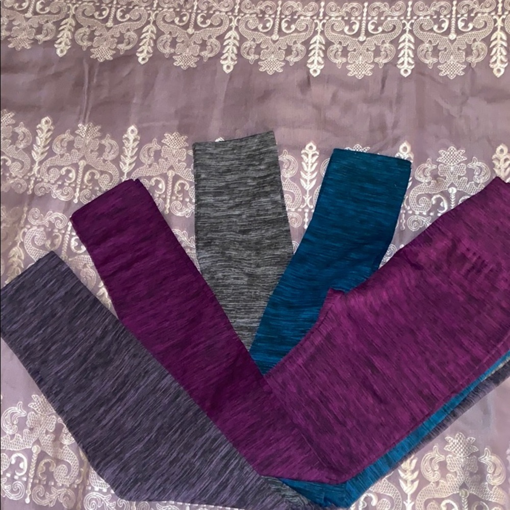Leggings in gray/grey, blue and fuchsia